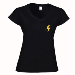 t-shirt donna V radio elettrica thunder nera